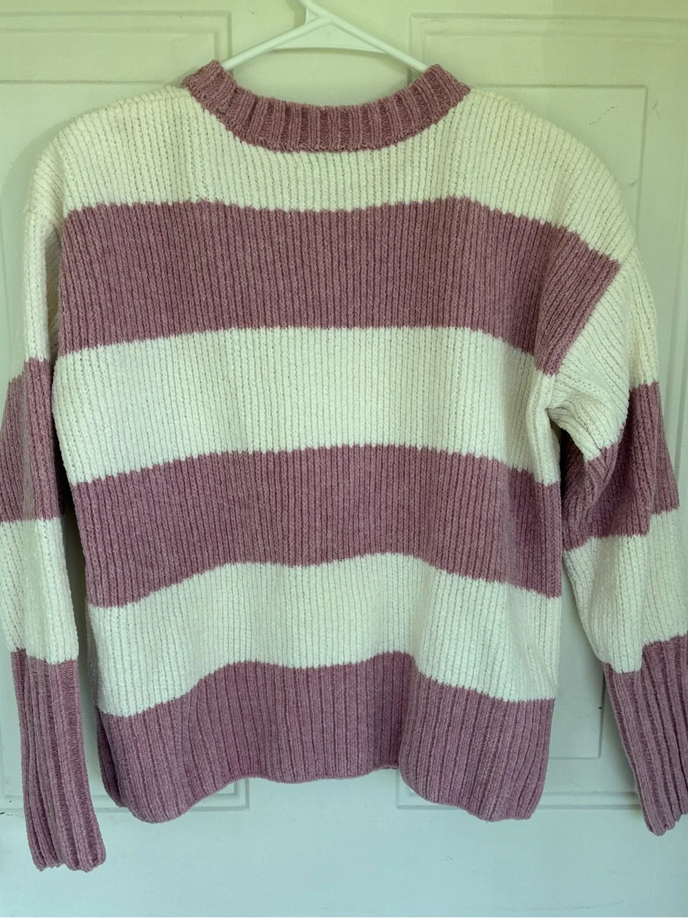 SO Juniors Purple White Striped Pullover Knit Sweater Size XSmall